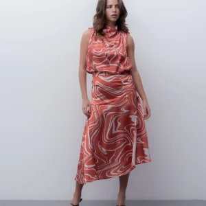 FALDA MIDI ESTAMPADA