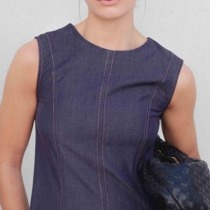 VESTIDO MIDI EFECTO DENIM